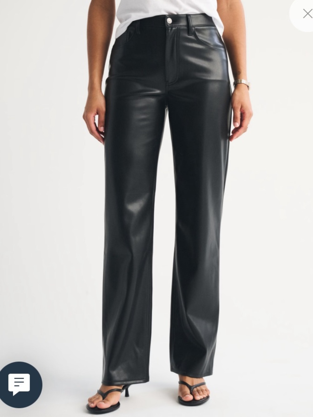 Abercrombie & Fitch The 90s Relaxed High Rise Black Vegan Leather Pants 30 Long